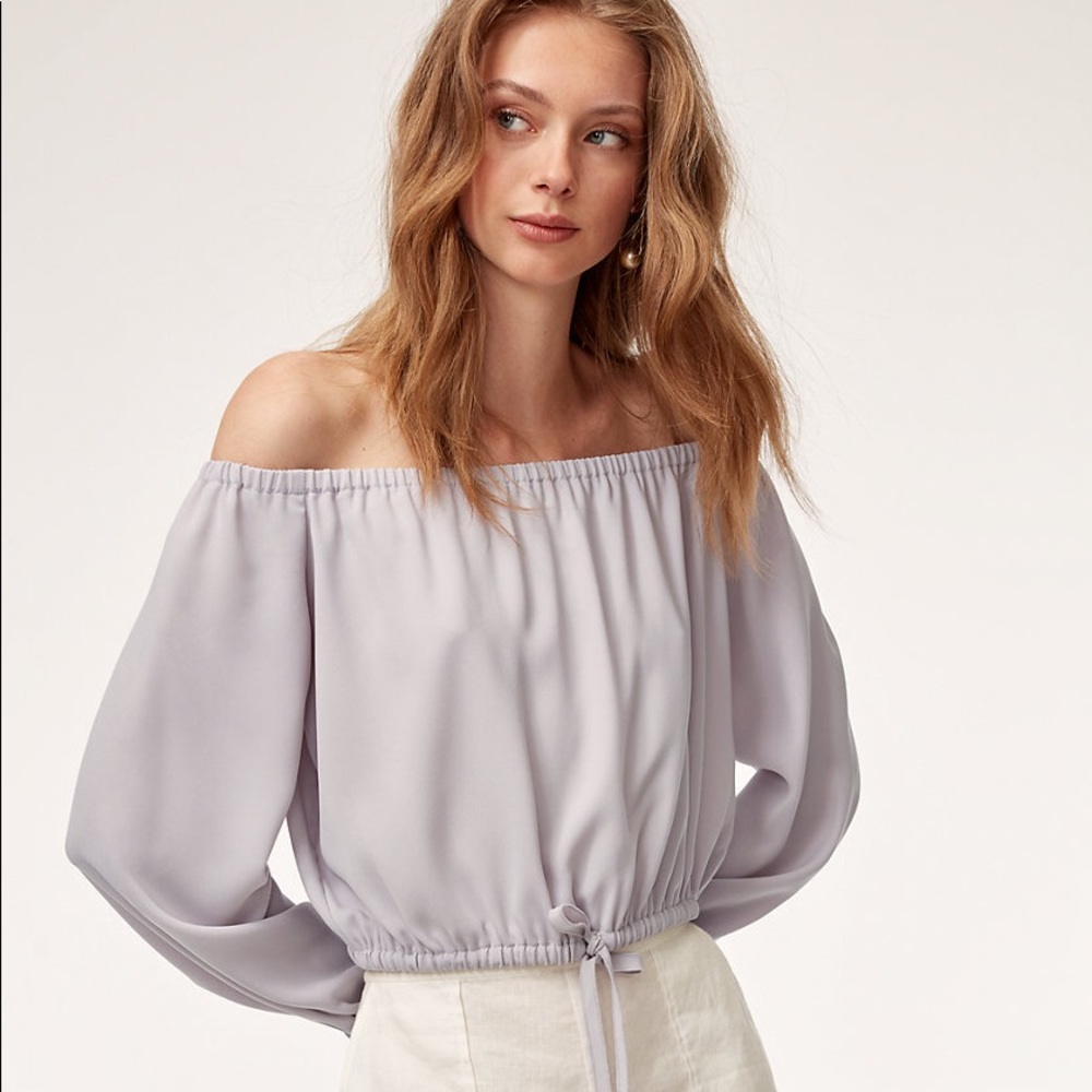 aritzia eleanora blouse lilac fog xxs